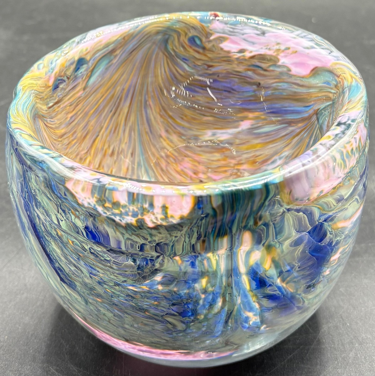 1950s French Multi-layered Glass And Crystal Low Vase-photo-3