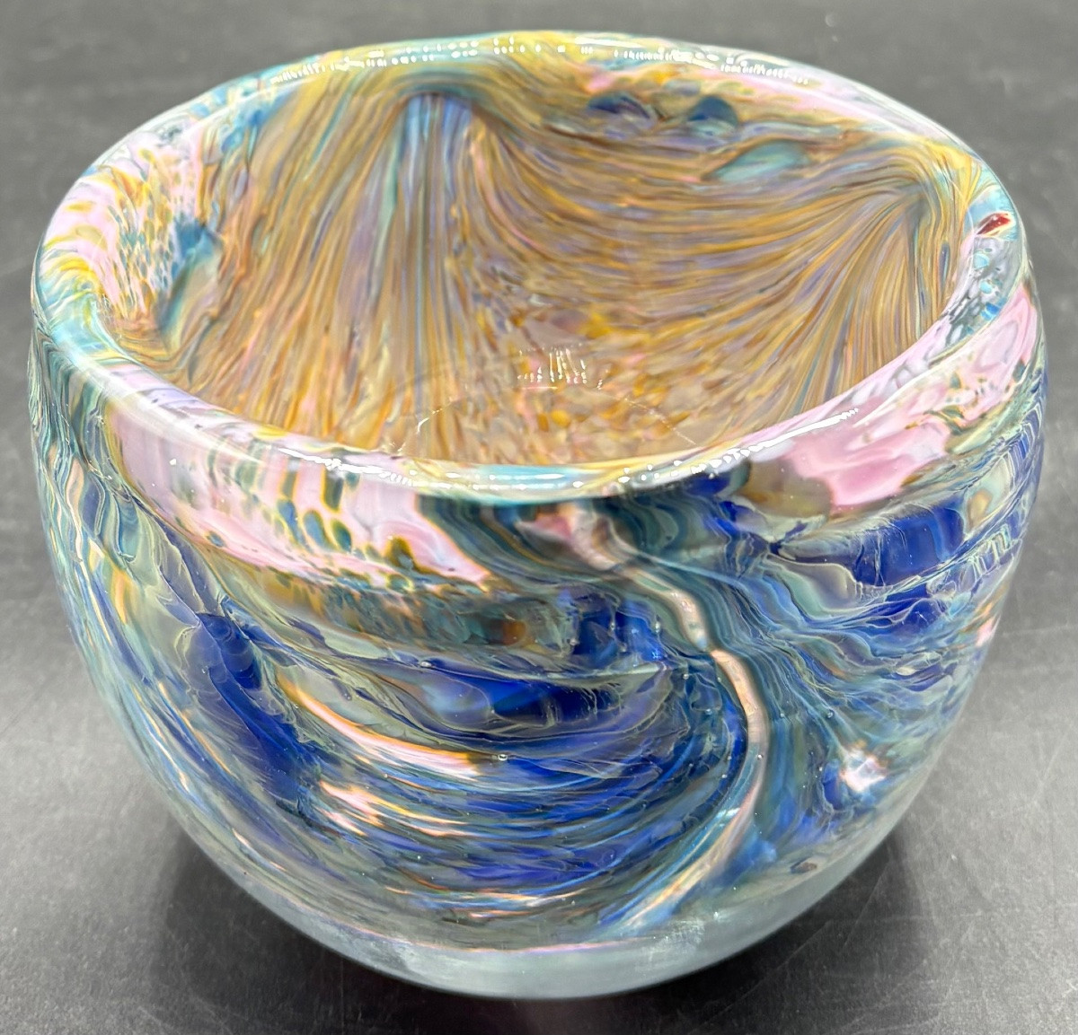 1950s French Multi-layered Glass And Crystal Low Vase-photo-4