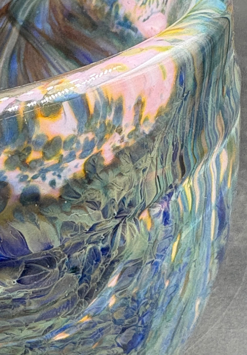 1950s French Multi-layered Glass And Crystal Low Vase-photo-1