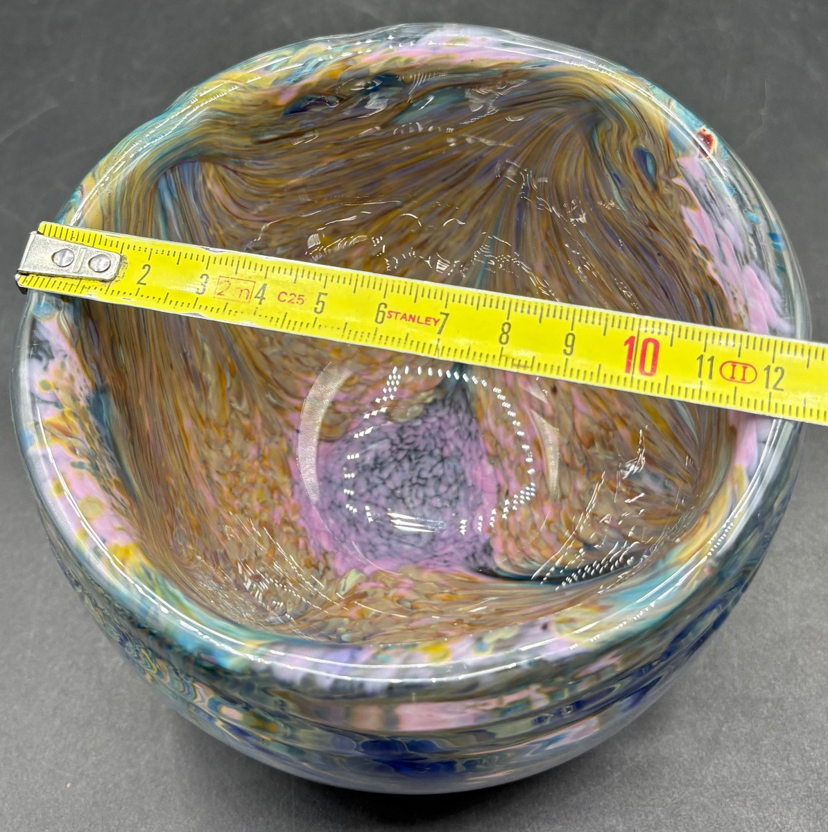 1950s French Multi-layered Glass And Crystal Low Vase-photo-5