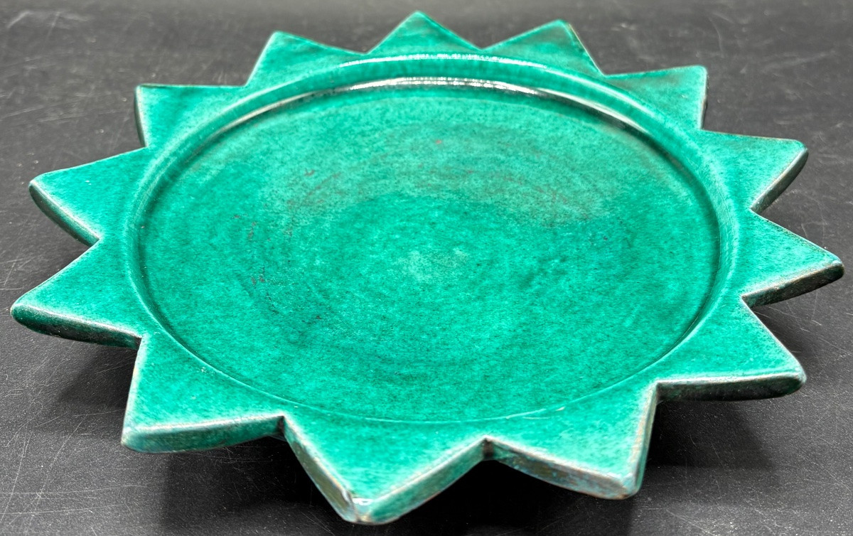 Coupe En Terre Cuite Émaillée Signée IDRISS De Safi Des Années 1930-photo-2