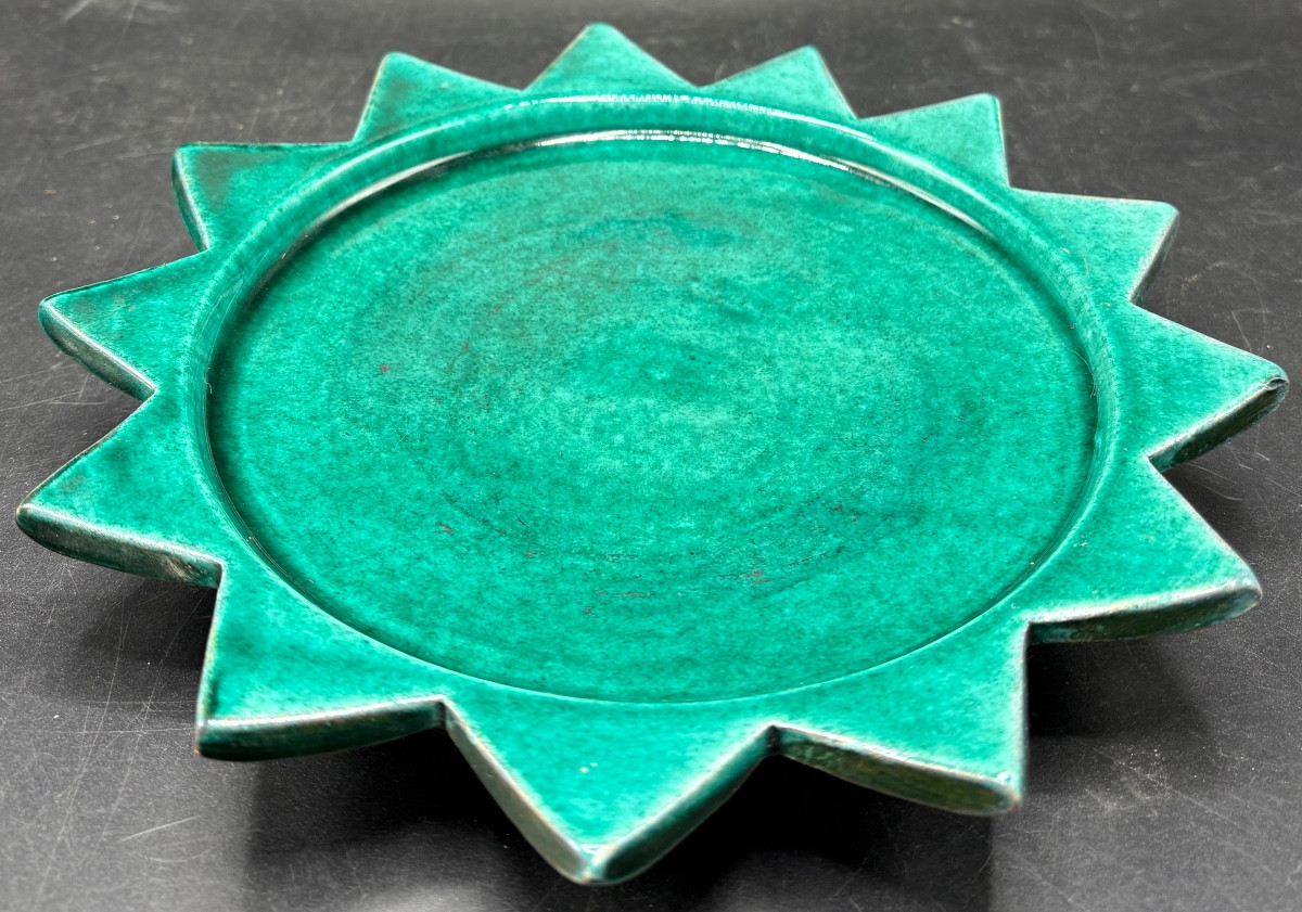 Coupe En Terre Cuite Émaillée Signée IDRISS De Safi Des Années 1930