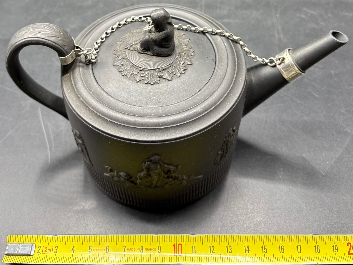 Théière En Grès Noire Et Applications Fin XVIIIème Début XIXème Wedgwood -photo-6