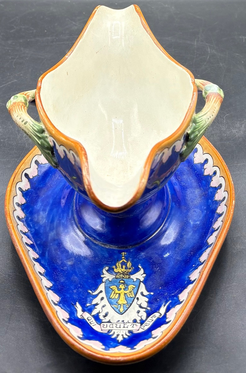 Saucière En Faïence Émaillée Peinte Vers 1860/70 Manufacture Française -photo-2