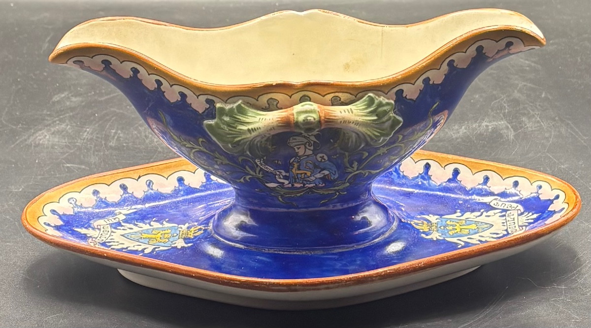 Saucière En Faïence Émaillée Peinte Vers 1860/70 Manufacture Française -photo-3