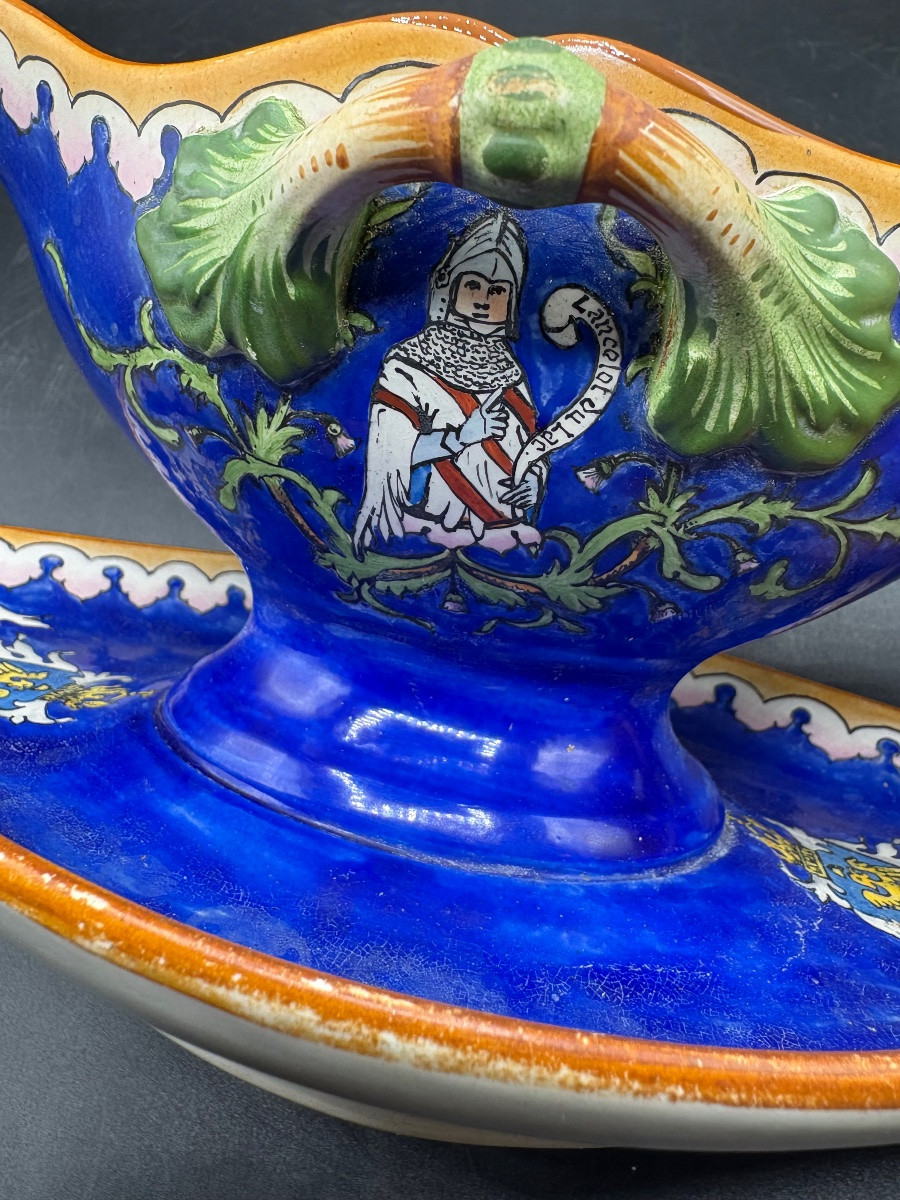 Saucière En Faïence Émaillée Peinte Vers 1860/70 Manufacture Française -photo-1
