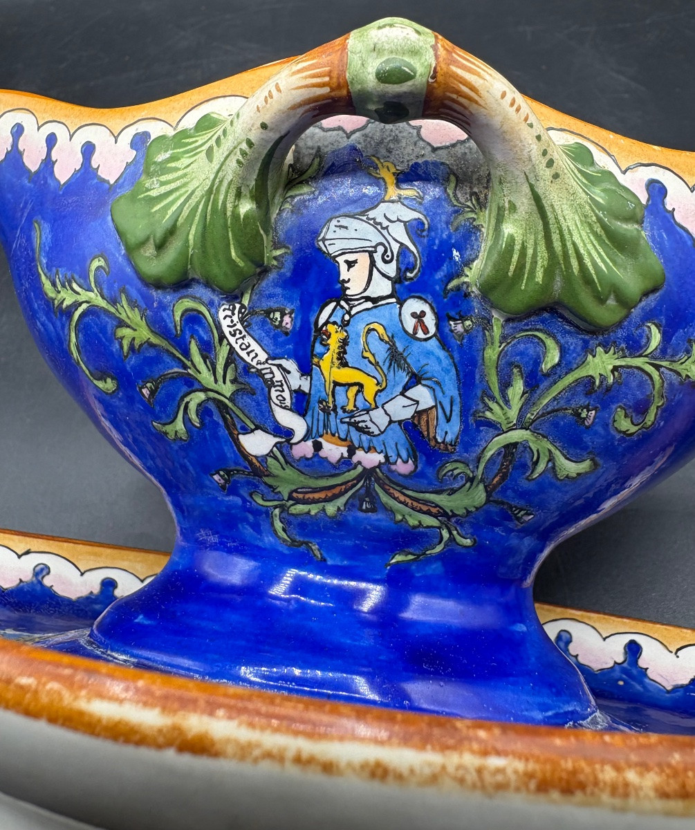 Saucière En Faïence Émaillée Peinte Vers 1860/70 Manufacture Française -photo-2
