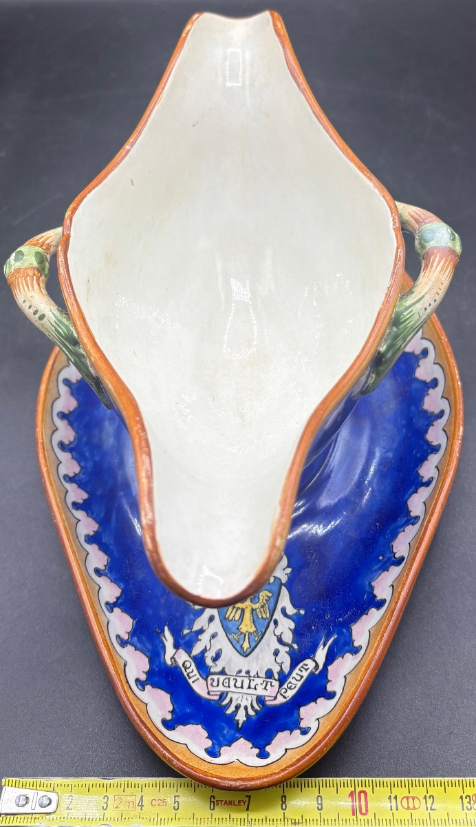 Saucière En Faïence Émaillée Peinte Vers 1860/70 Manufacture Française -photo-6