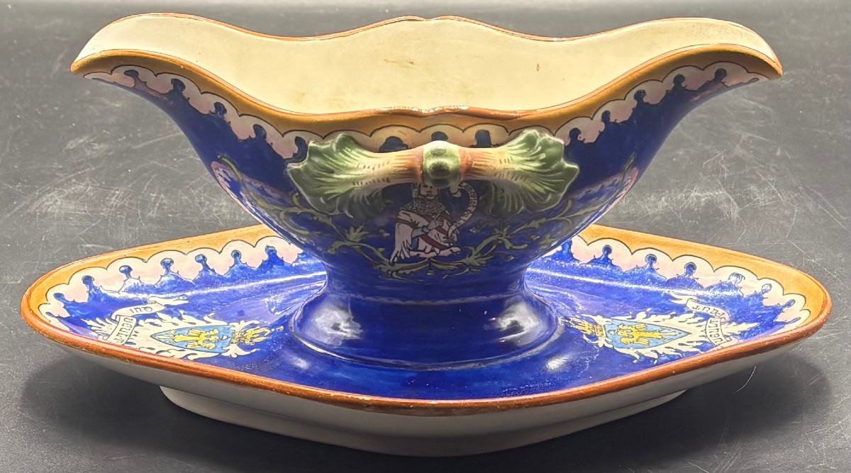 Saucière En Faïence Émaillée Peinte Vers 1860/70 Manufacture Française 