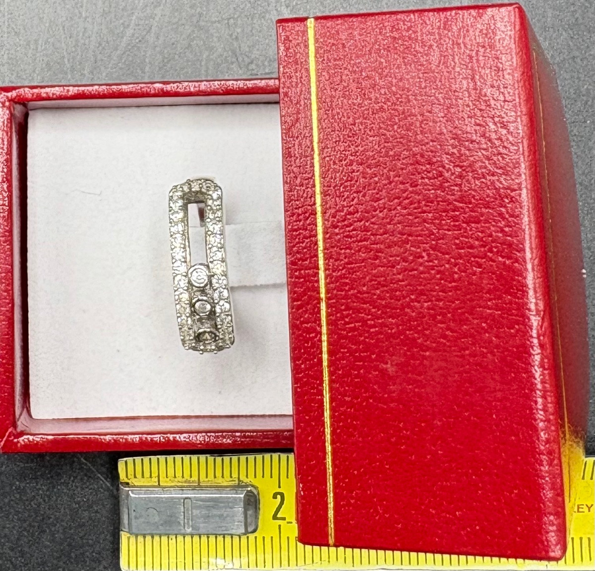 1980s French Solid Silver And Zirconium Oxide Ring -photo-5