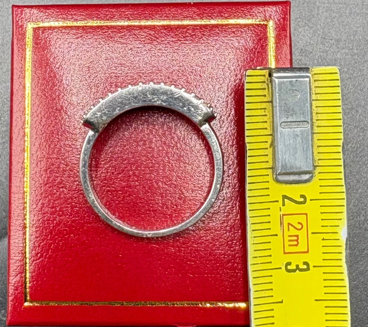1980s French Solid Silver And Zirconium Oxide Ring -photo-6