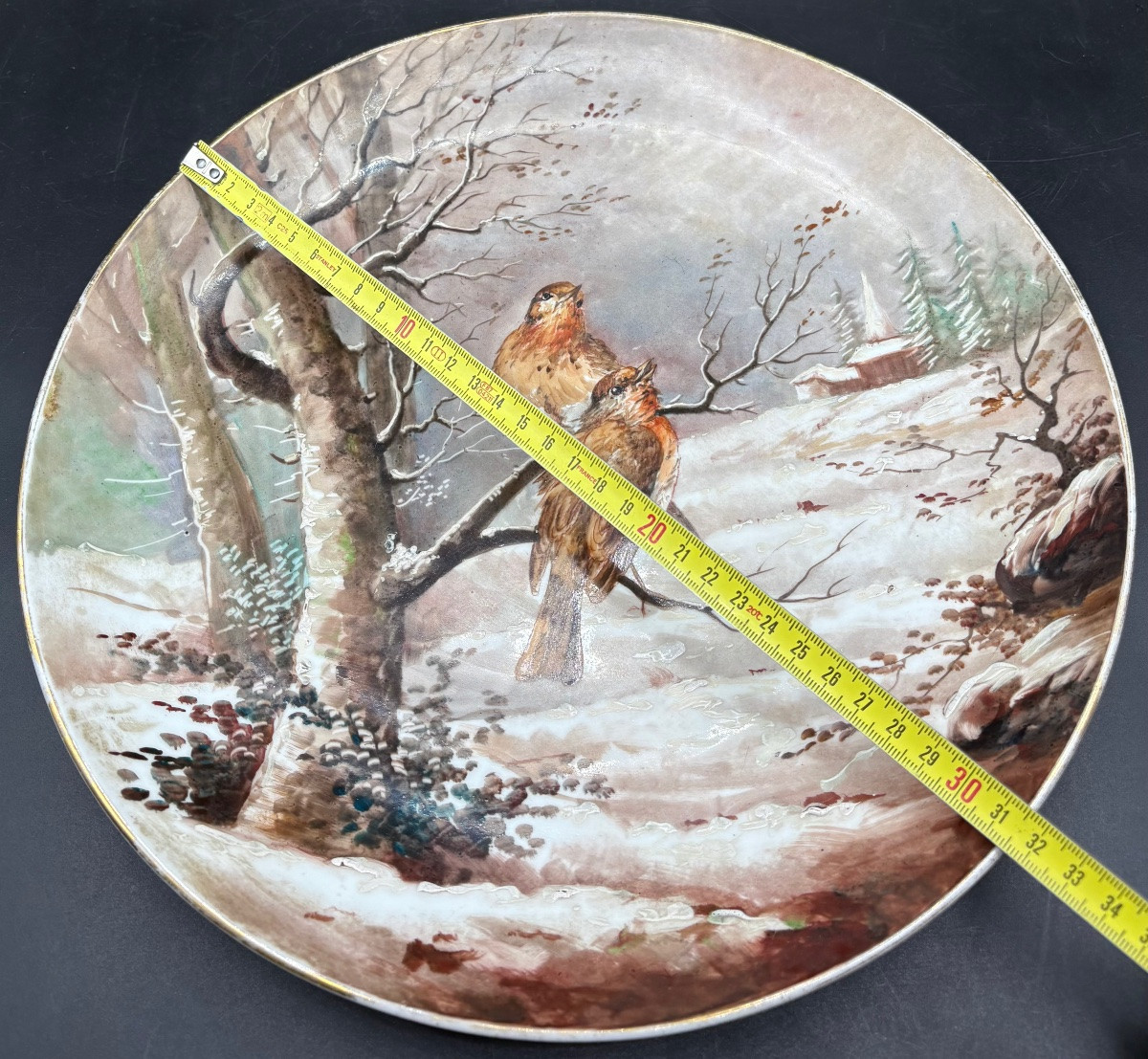 Large Decorative Plate In Painted Enamel Porcelain, Old Paris, Late 19th Century-photo-2