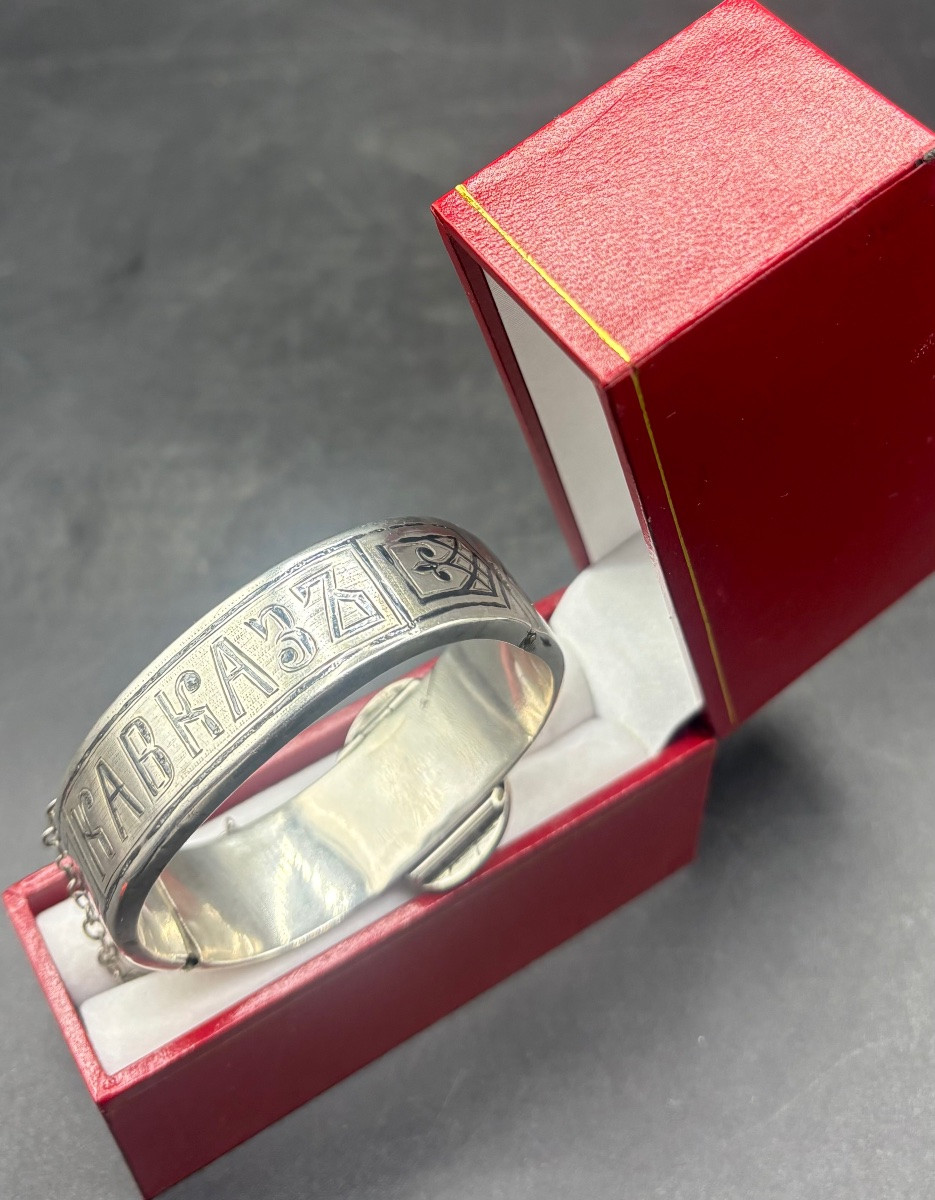 BRACELET EN ARGENT MASSIF NIEILLÉ CAUCASIEN DES ANNÉES 1900-photo-4