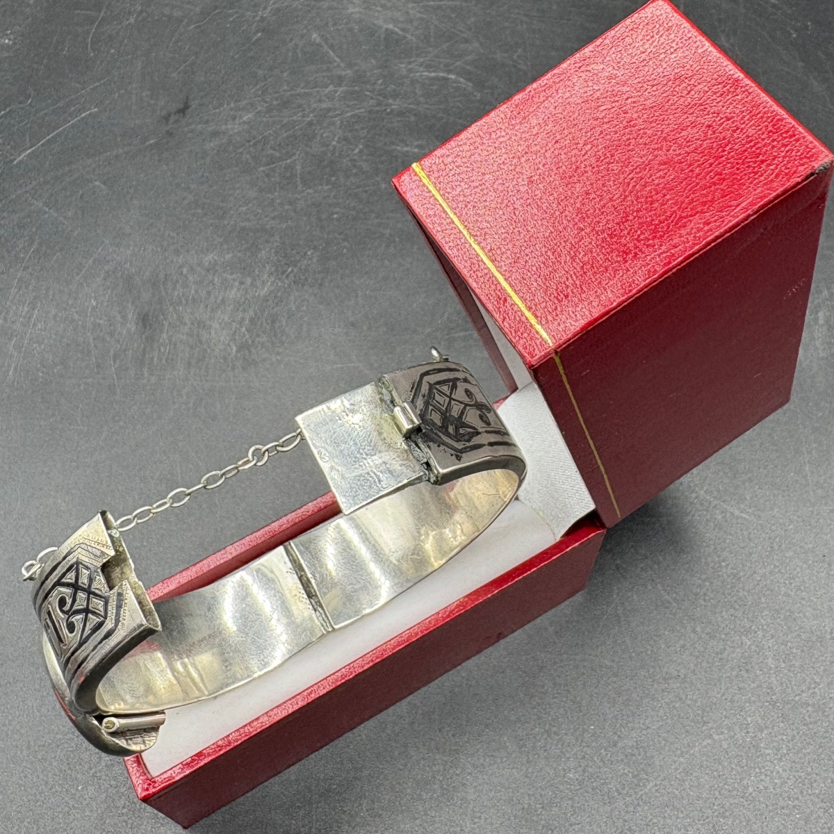 BRACELET EN ARGENT MASSIF NIEILLÉ CAUCASIEN DES ANNÉES 1900-photo-1