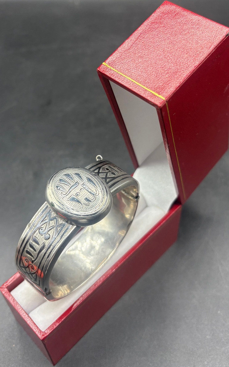 BRACELET EN ARGENT MASSIF NIEILLÉ CAUCASIEN DES ANNÉES 1900