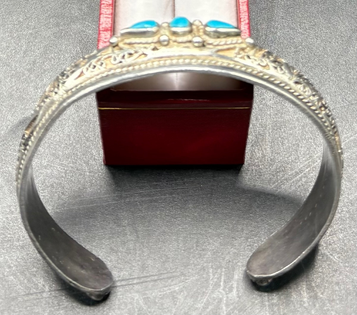 1960s/70s Indian Turquoise Sterling Silver Open Bangles-photo-2