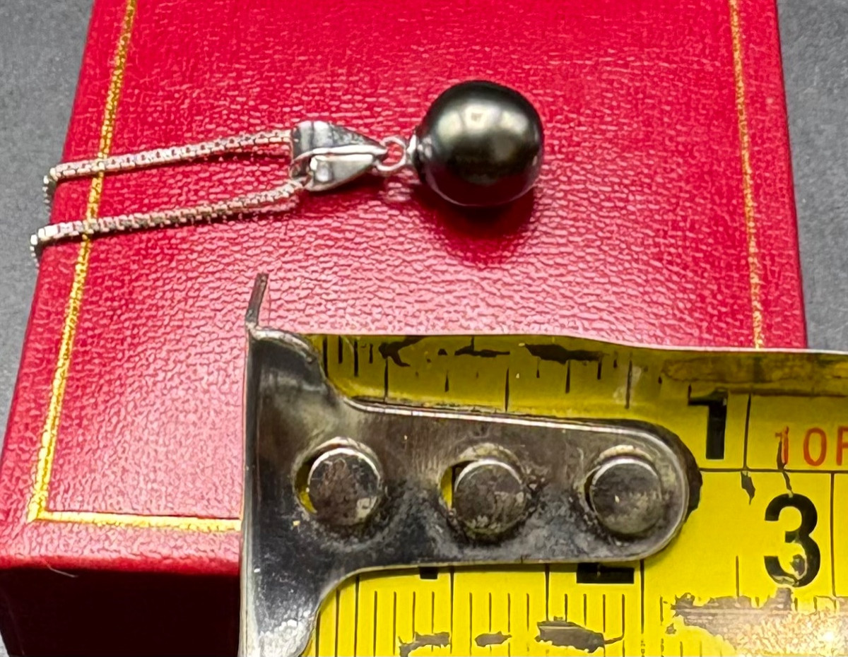 1980s Tahitian Cultured Pearl Pendant In Sterling Silver-photo-3