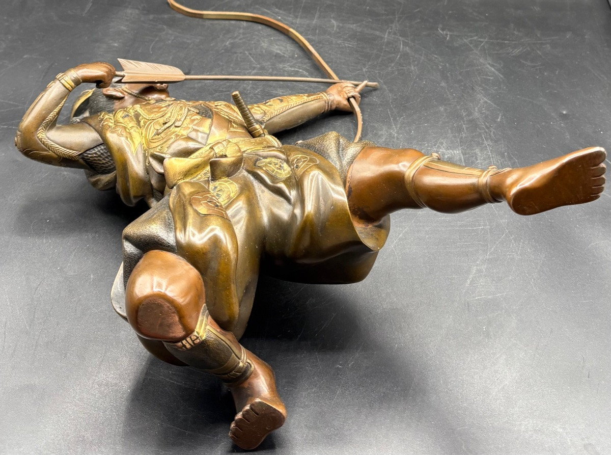 Bronze Samurai Subject From Japan Circa 1860-photo-2