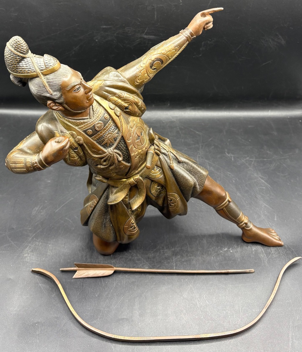 Bronze Samurai Subject From Japan Circa 1860-photo-3
