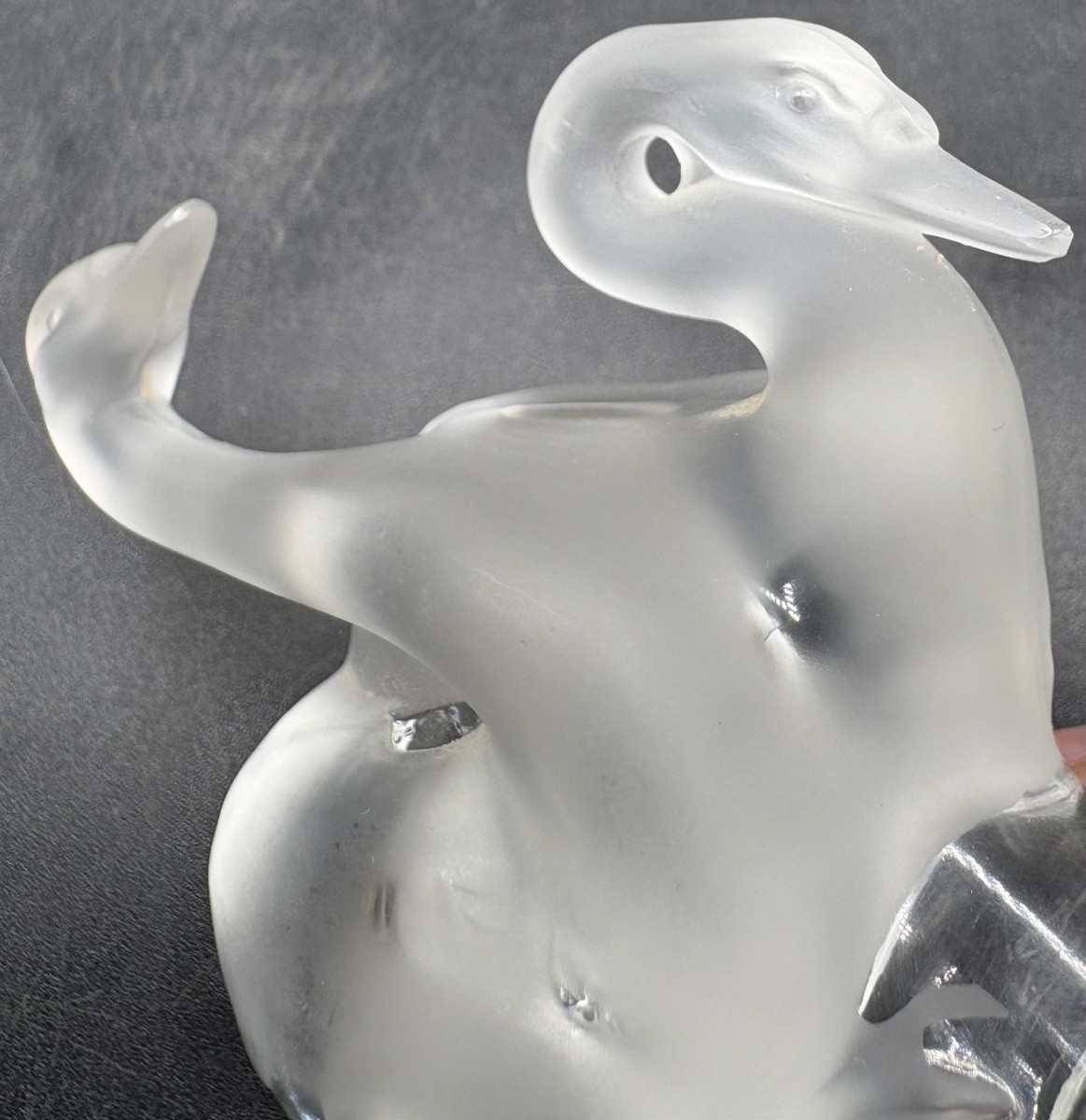 Subject: Couple Of Swans In Blown Crystal From The 1980s By Lalique France…-photo-1