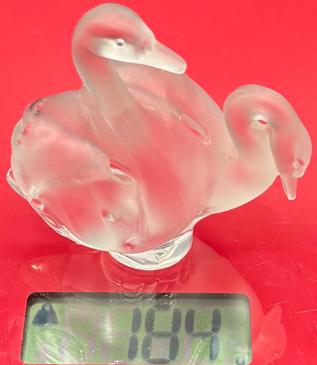 Subject: Couple Of Swans In Blown Crystal From The 1980s By Lalique France…-photo-8
