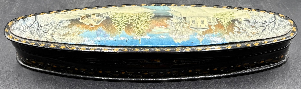 Carved, Lacquered And Enamelled Wooden Box, Russia Circa 1930/40 By Ghexiruôn-photo-3