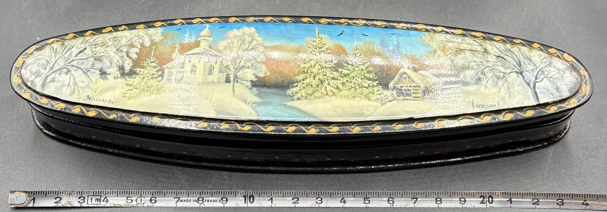 Carved, Lacquered And Enamelled Wooden Box, Russia Circa 1930/40 By Ghexiruôn-photo-6