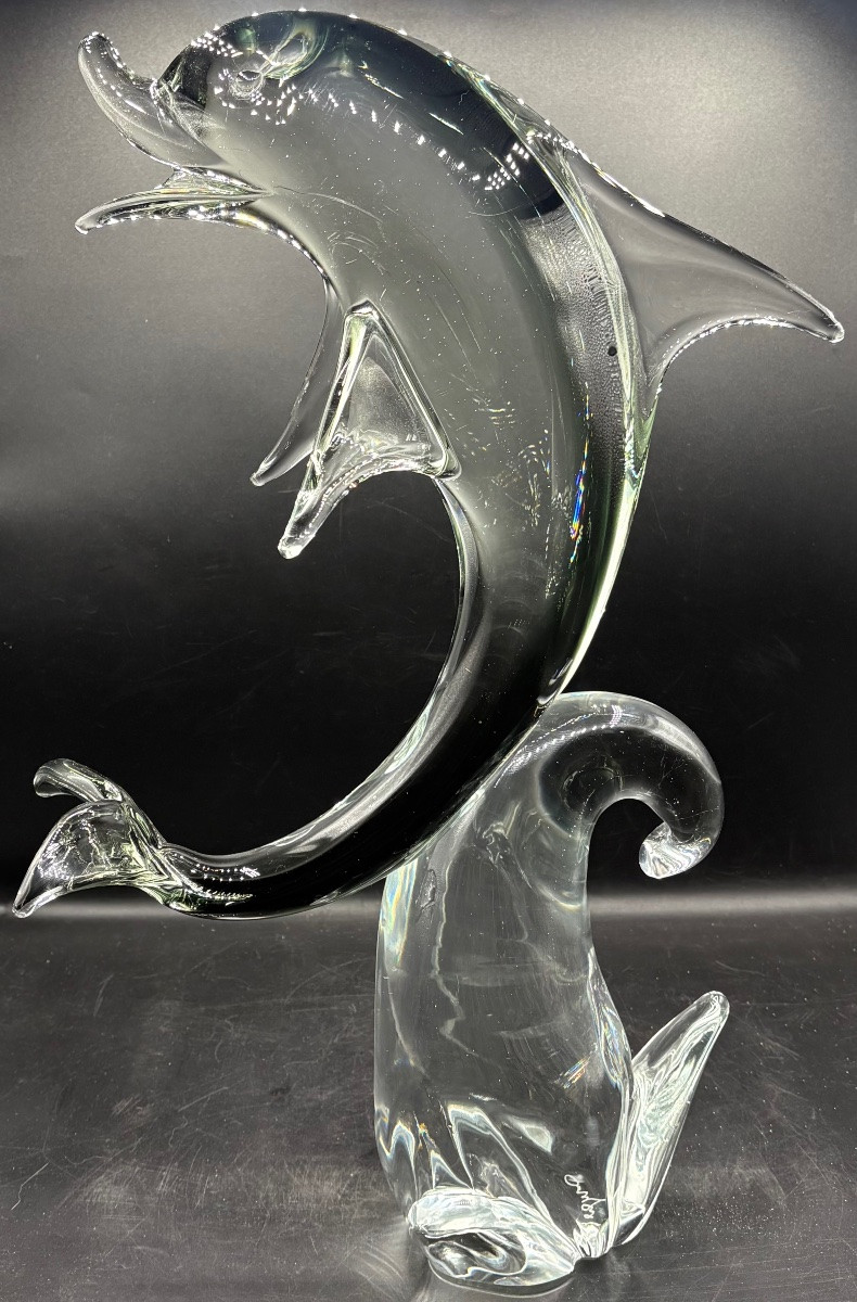 SUJET IMPORTANT EN VERRE SOUFFLÉ TRAVAILLÉ À CHAUD PAR SEGUSO  - MURANO DES ANNÉES 1980-photo-3