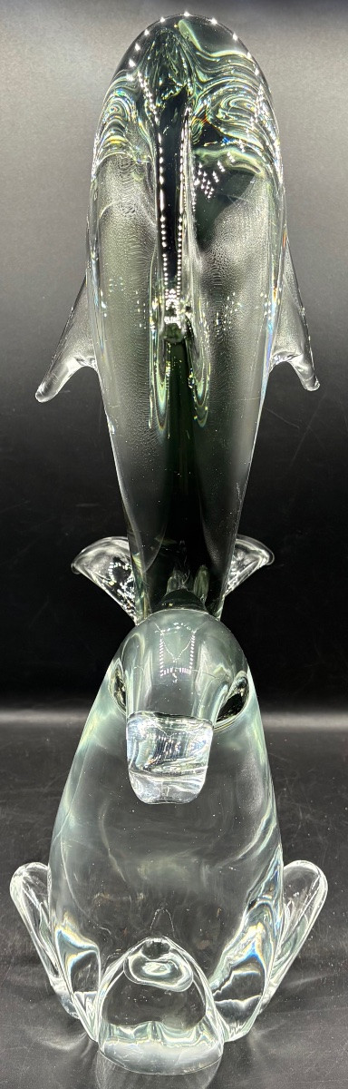 SUJET IMPORTANT EN VERRE SOUFFLÉ TRAVAILLÉ À CHAUD PAR SEGUSO  - MURANO DES ANNÉES 1980-photo-4