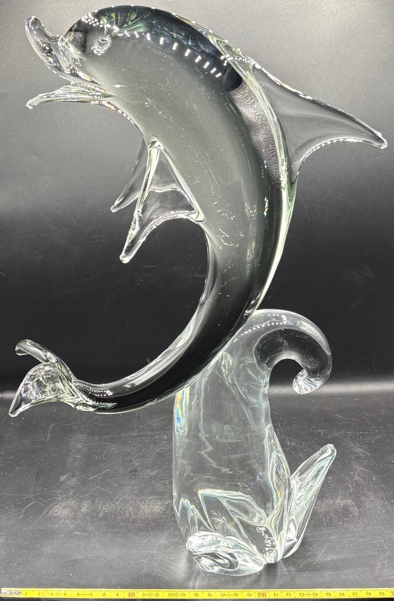 SUJET IMPORTANT EN VERRE SOUFFLÉ TRAVAILLÉ À CHAUD PAR SEGUSO  - MURANO DES ANNÉES 1980-photo-6