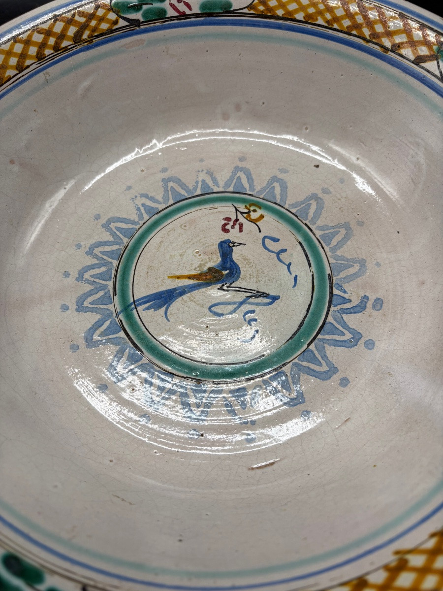 Large Bowl In Enameled And Painted Terracotta, 18th Century, Spanish-photo-1