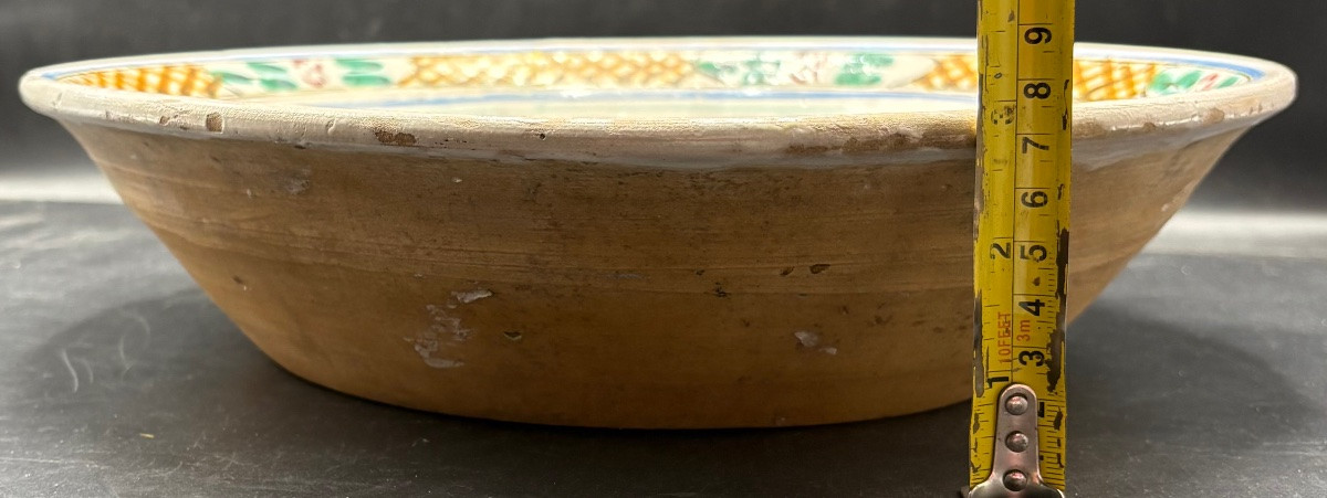 Large Bowl In Enameled And Painted Terracotta, 18th Century, Spanish-photo-7
