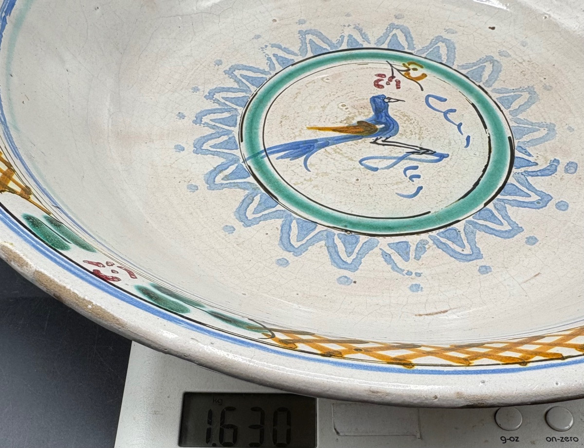 Large Bowl In Enameled And Painted Terracotta, 18th Century, Spanish-photo-8