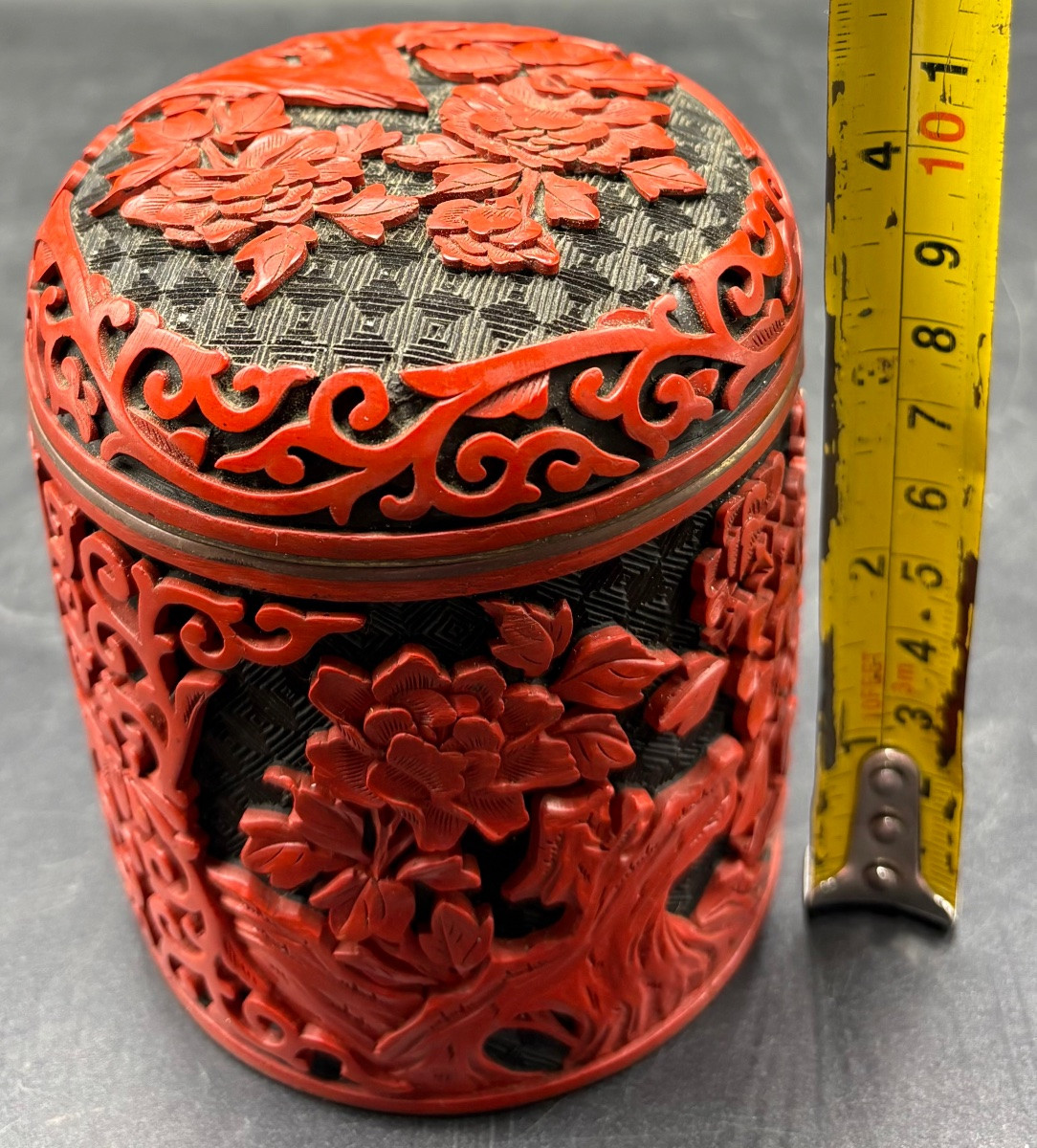 1920s/30s Chinese Enamelled Brass And Lacquer Tea Caddie-photo-5