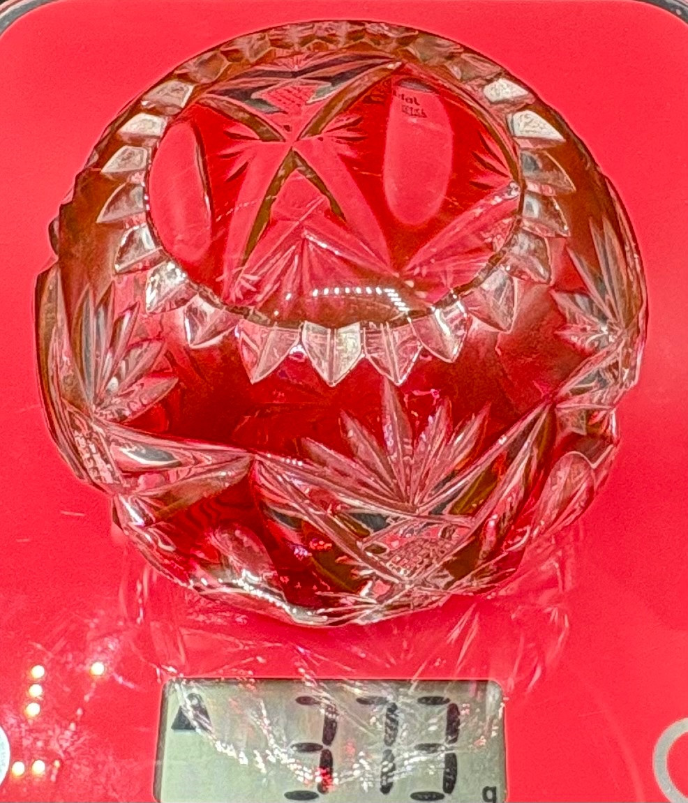 Small 1930s Saint Louis Overlay Cut Blown Crystal Ball Vase -photo-7