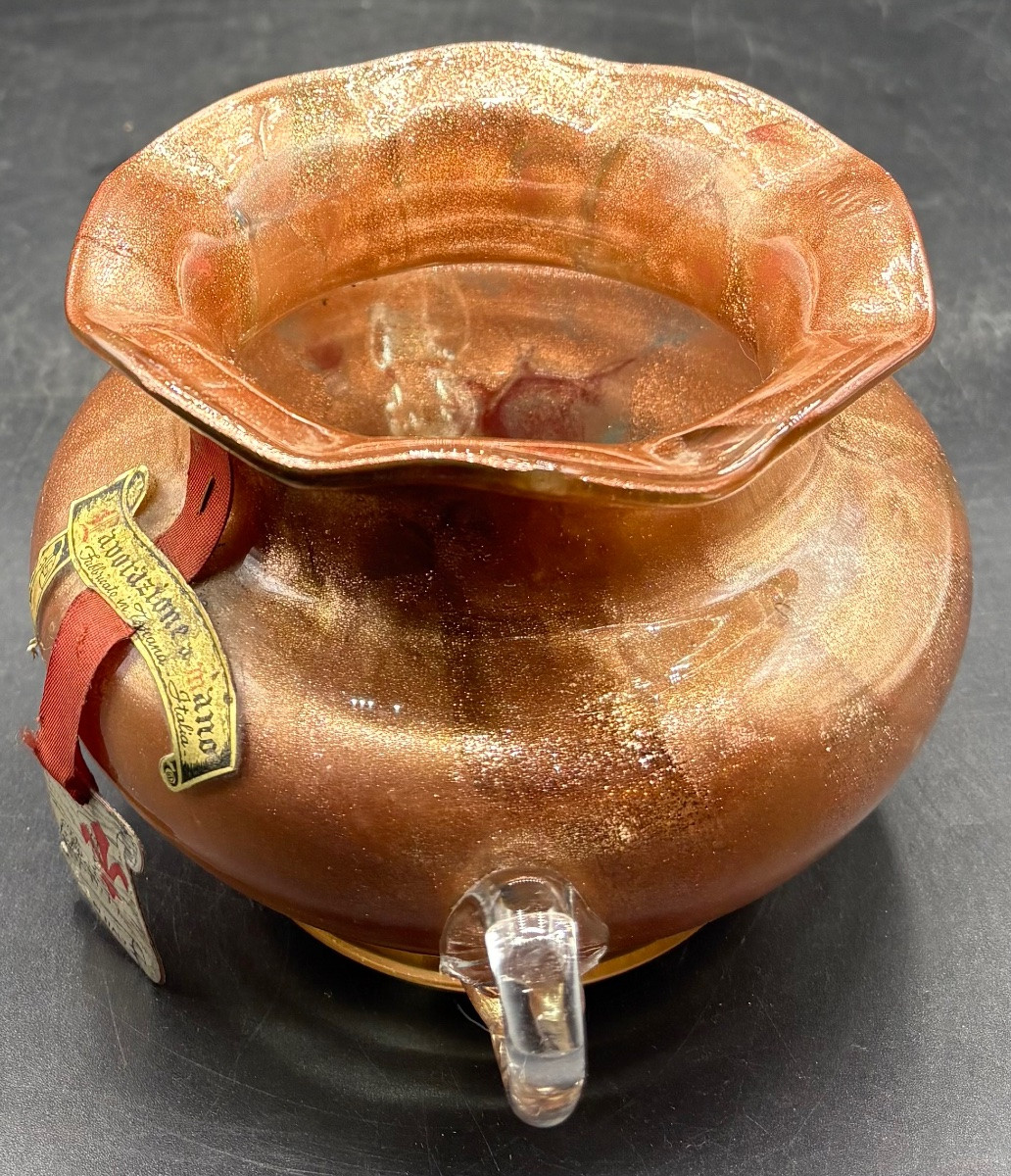 1950s/60s Murano Glass Vase With Gold Glitter -photo-2