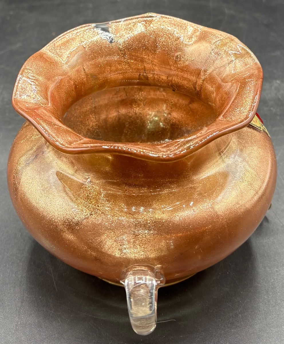 1950s/60s Murano Glass Vase With Gold Glitter -photo-4