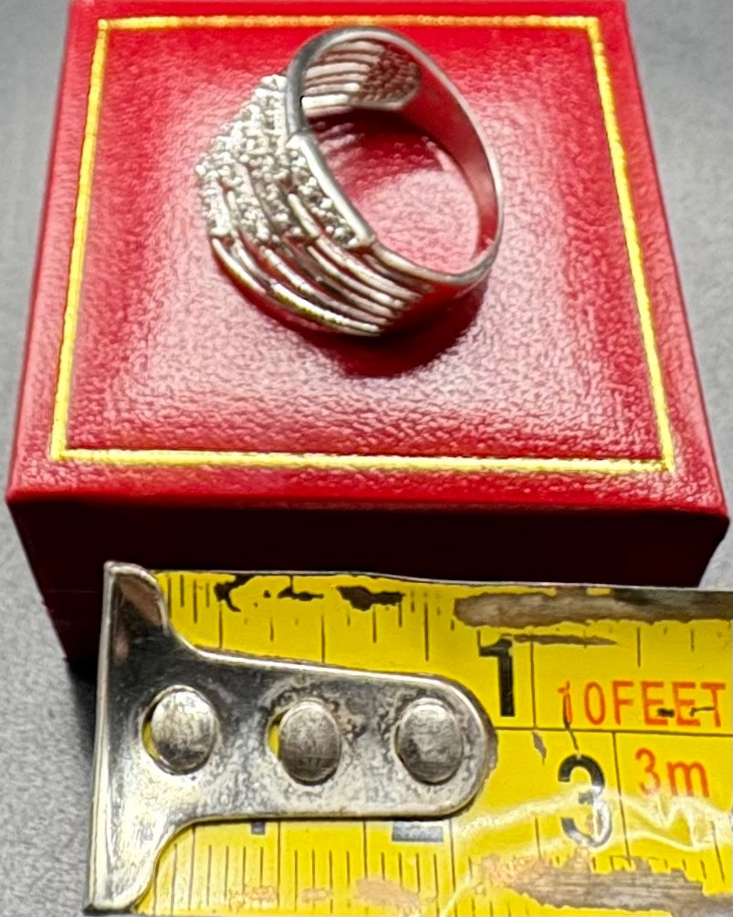 BAGUE EN ARGENT MASSIF ET OXYDES DE ZIRCONIUM FRANÇAIS DES ANNÉES 1980-photo-6