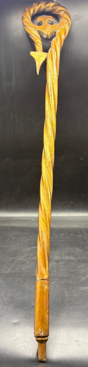 BÂTON DE PROCESSION EN BOIS SCULPTÉ DORÉ FIN XVIIIÈME DÉBUT XIXÈME FRANÇAIS -photo-2