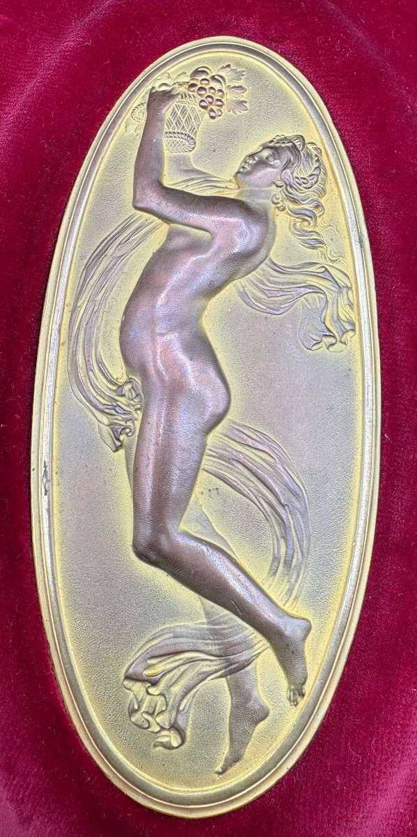 UNE PAIRE DE PLAQUE EN BRONZE DORÉ BI COULEURS DES ANNÉES 1900 FRANÇAISES-photo-3