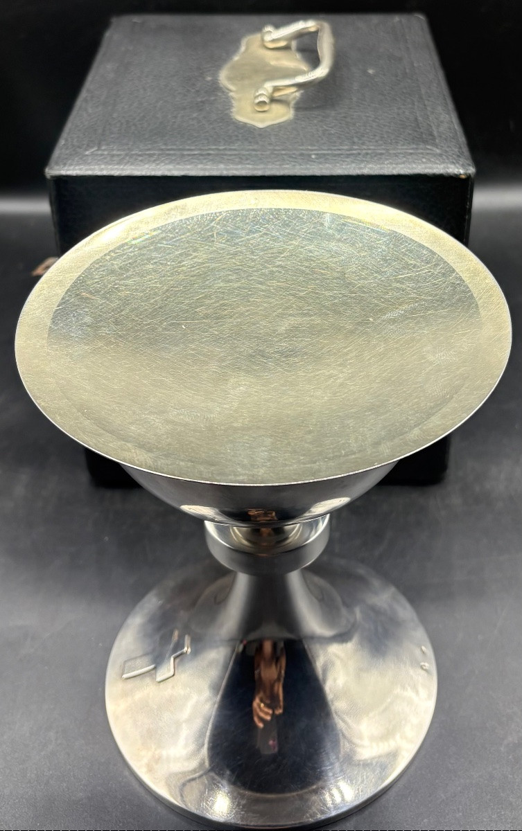 1954s Solid Silver Chalice And Paten By Fs.-photo-3