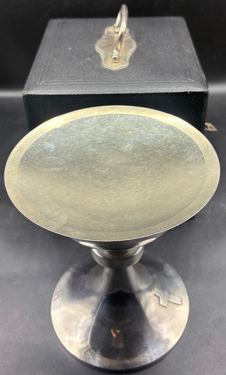 1954s Solid Silver Chalice And Paten By Fs.-photo-1