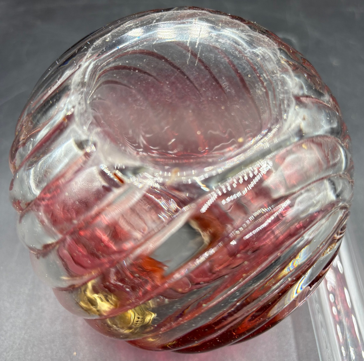 1900s Baccarat Molded Blown Crystal Keroseneck Lamp And Various -photo-3
