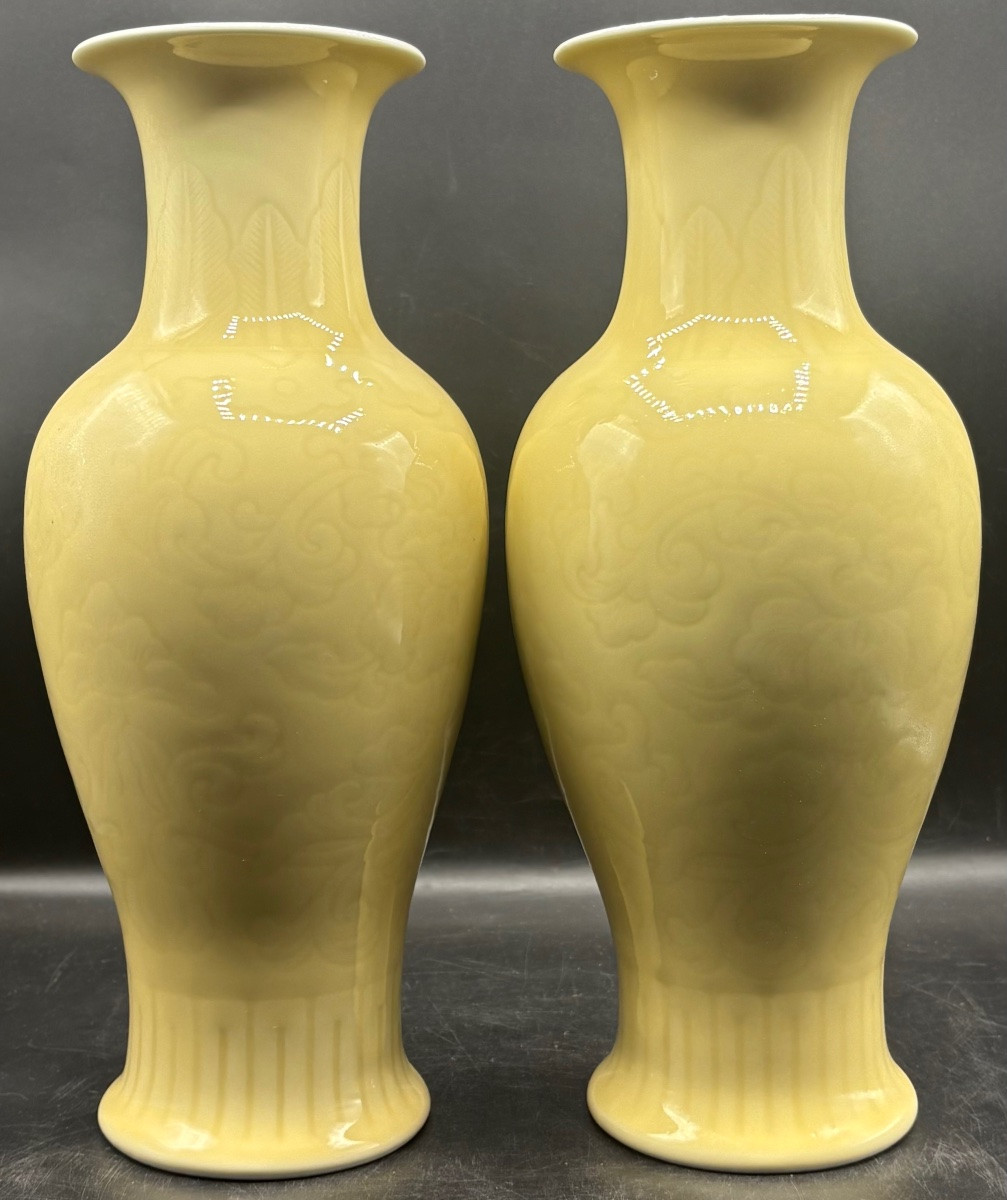 Pair Of Chinese Glazed Porcelain Vases From The 1930s-photo-4
