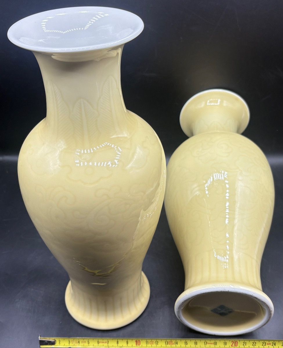 Pair Of Chinese Glazed Porcelain Vases From The 1930s-photo-6