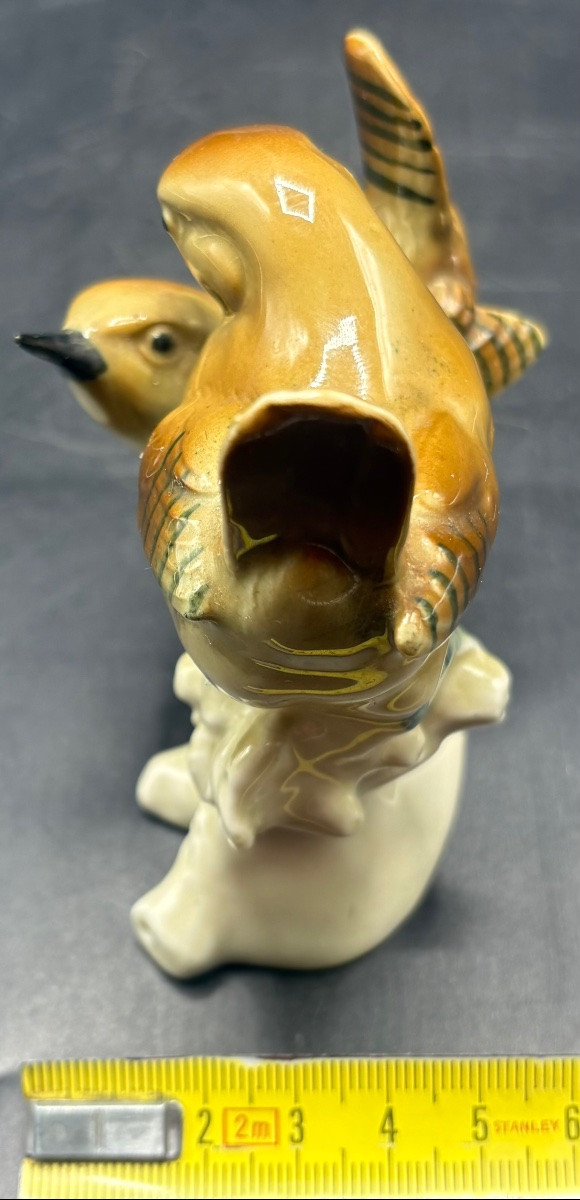 1930s German Glazed Porcelain Pair Of Birds -photo-5