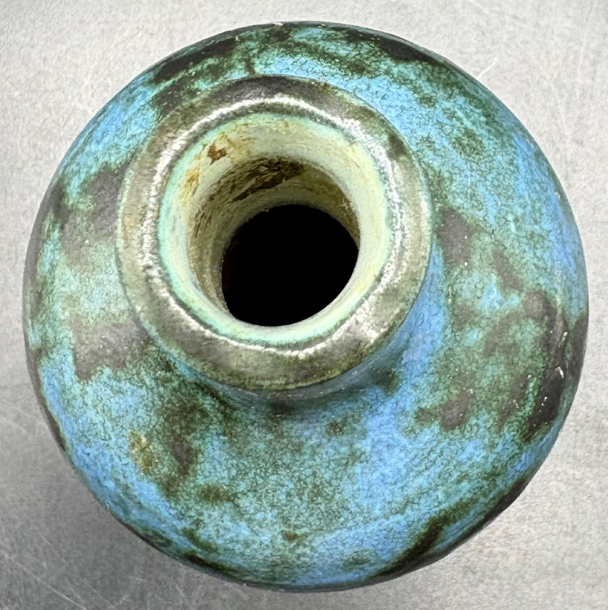 PETIT VASE SOLIFLORE EN TERRE CUITE ÉMAILLÉE DES ANNÉES 1950/60 PAR JACQUES BLIN-photo-3