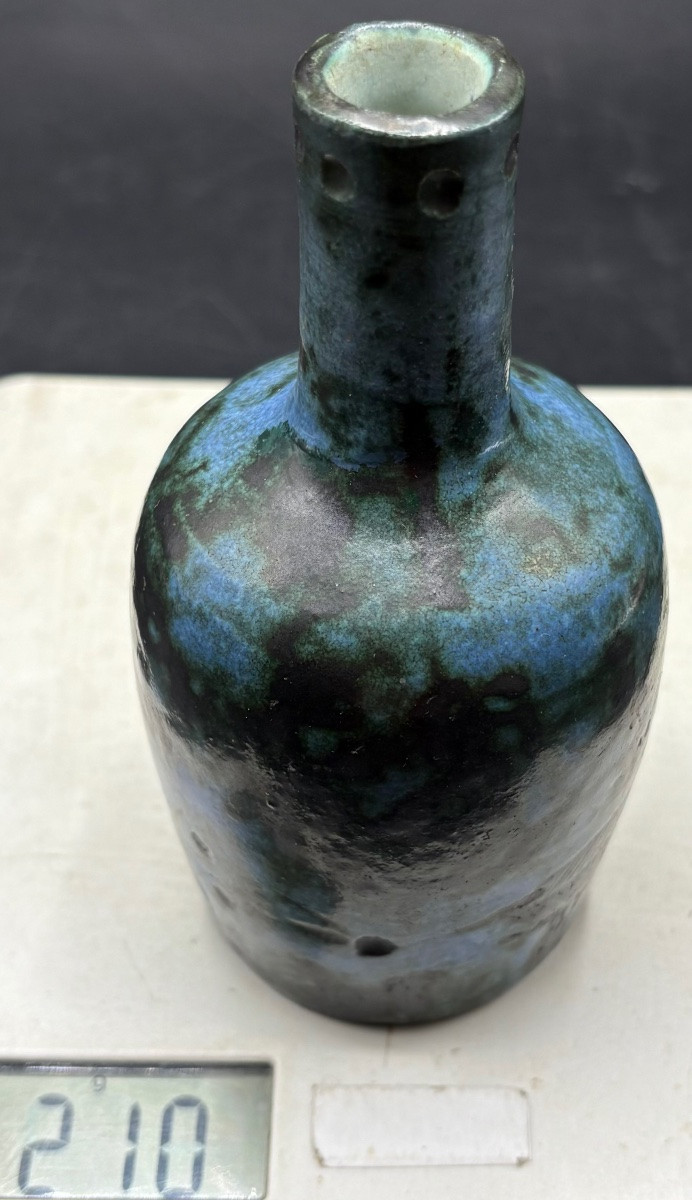 PETIT VASE SOLIFLORE EN TERRE CUITE ÉMAILLÉE DES ANNÉES 1950/60 PAR JACQUES BLIN-photo-7