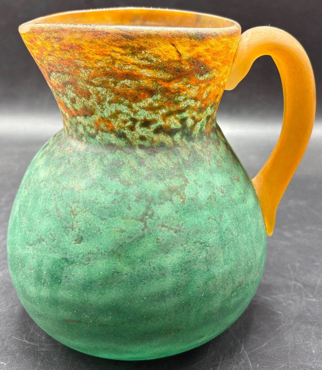 1920s Crystal Pate Pitcher Signed Georges De Feure