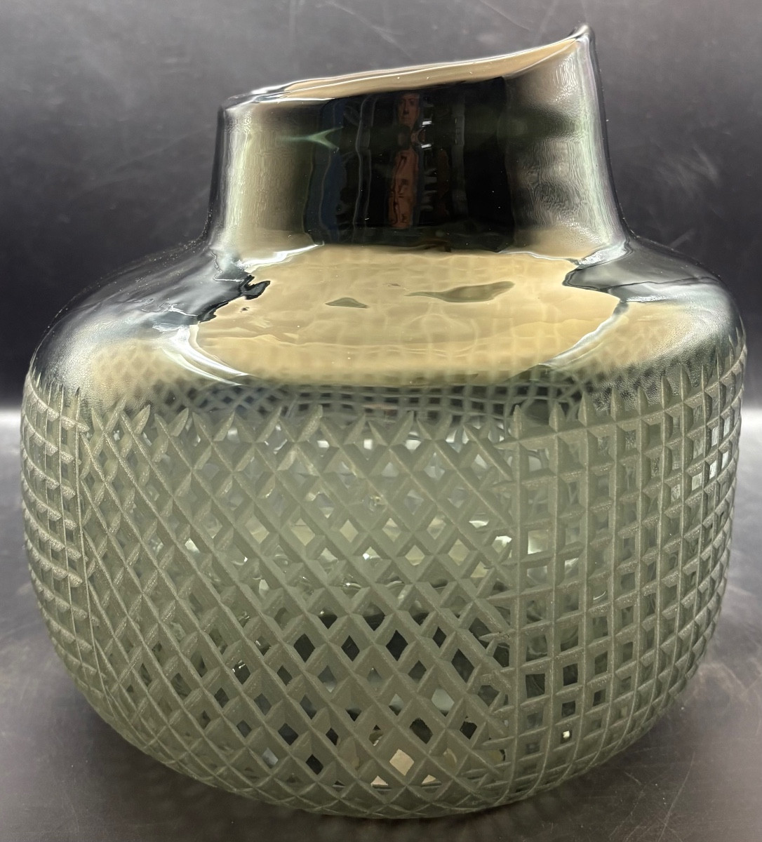 1960s/70s European Cut Molded Blown Glass Vase 